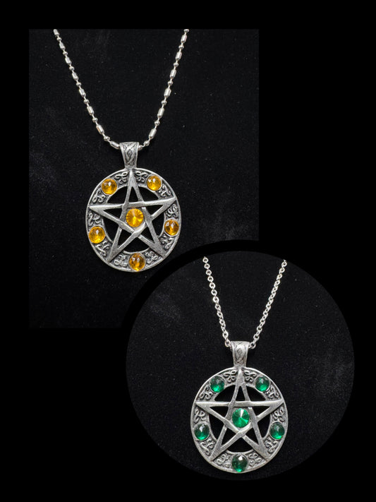 Pentagram Necklaces- Multiple Color Stones