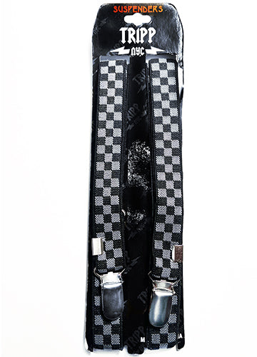 TRIPP-PRINTED CHECKERBOARD SUSPENDERS