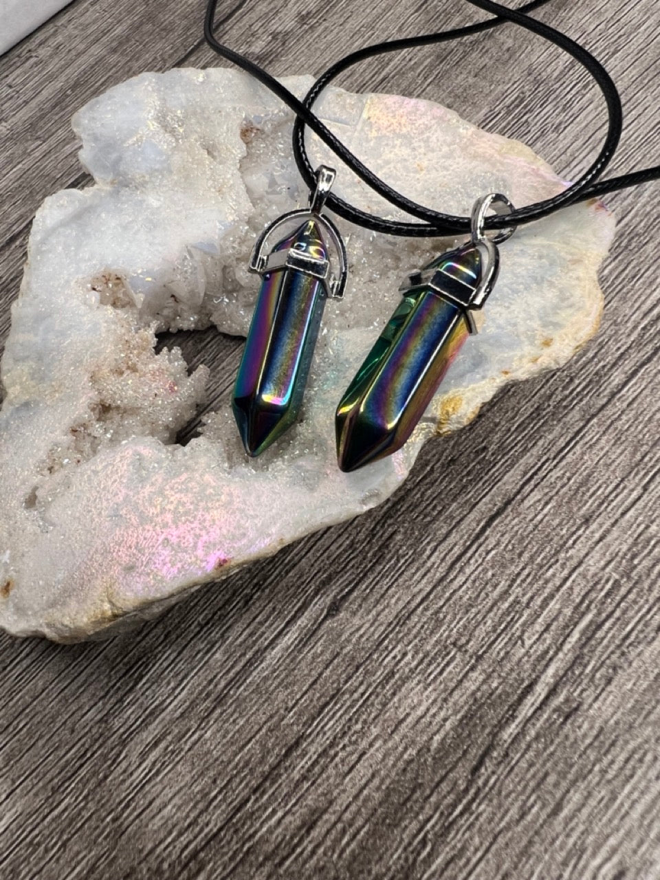 Natural Rainbow Aura Energy Round Collar Necklace