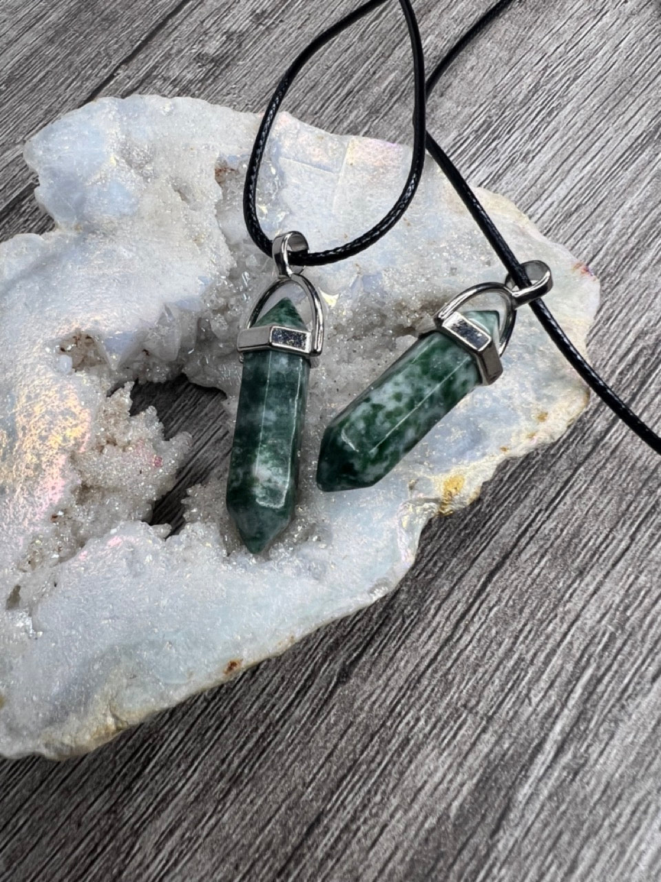 Natural Tree Agate Energy Round Collar Necklace