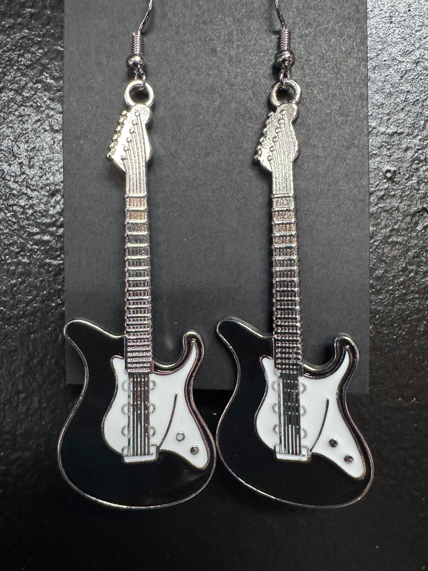 Black & White Guitar Earrings