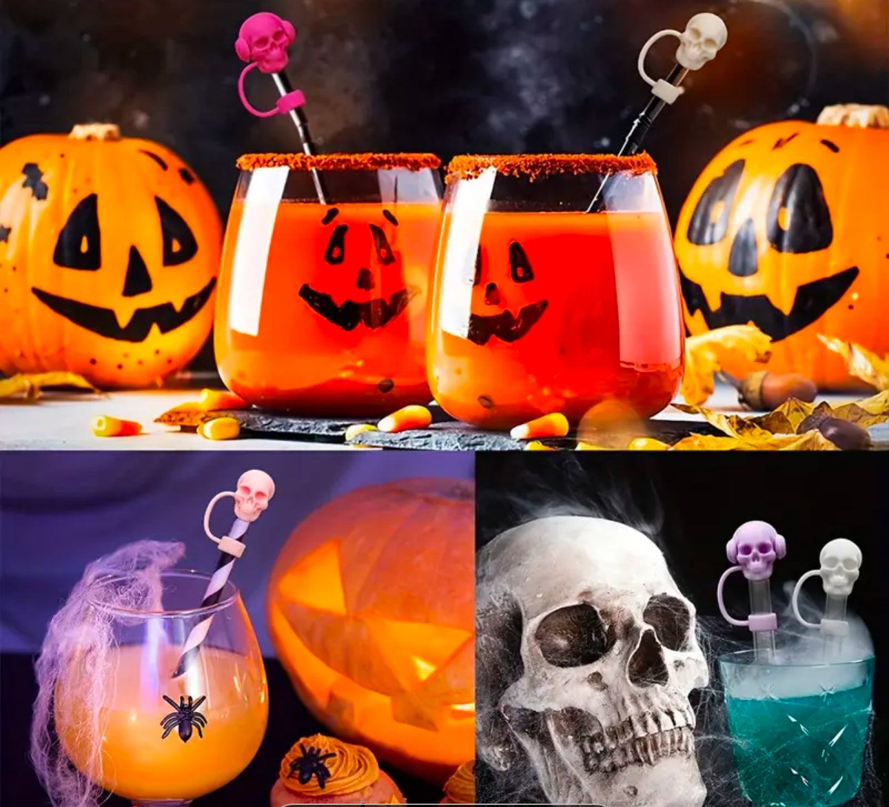 Silicone Skull Straw Toppers