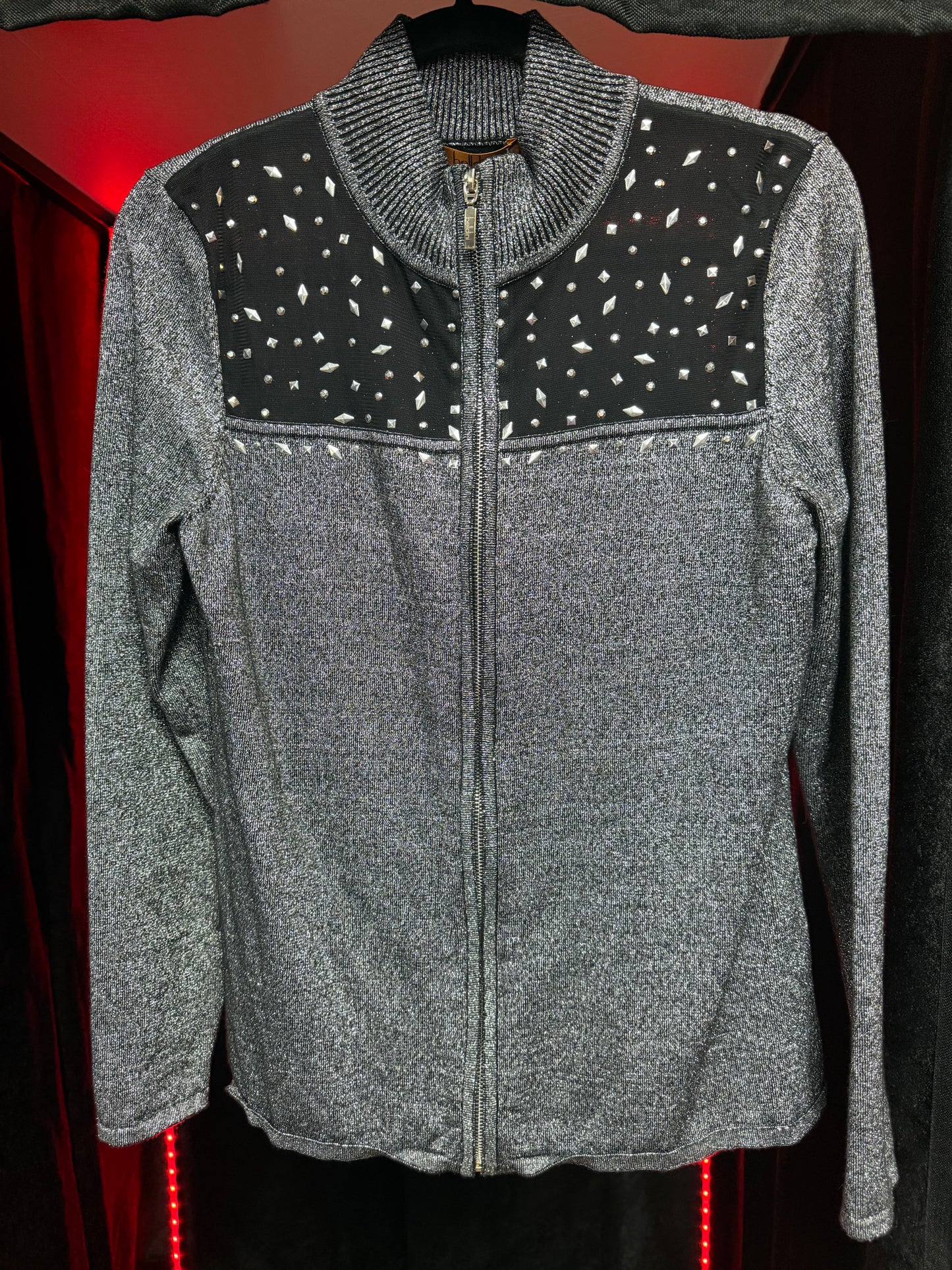 Belldini -Studded Mesh Sparkle Zip-up- Size Large