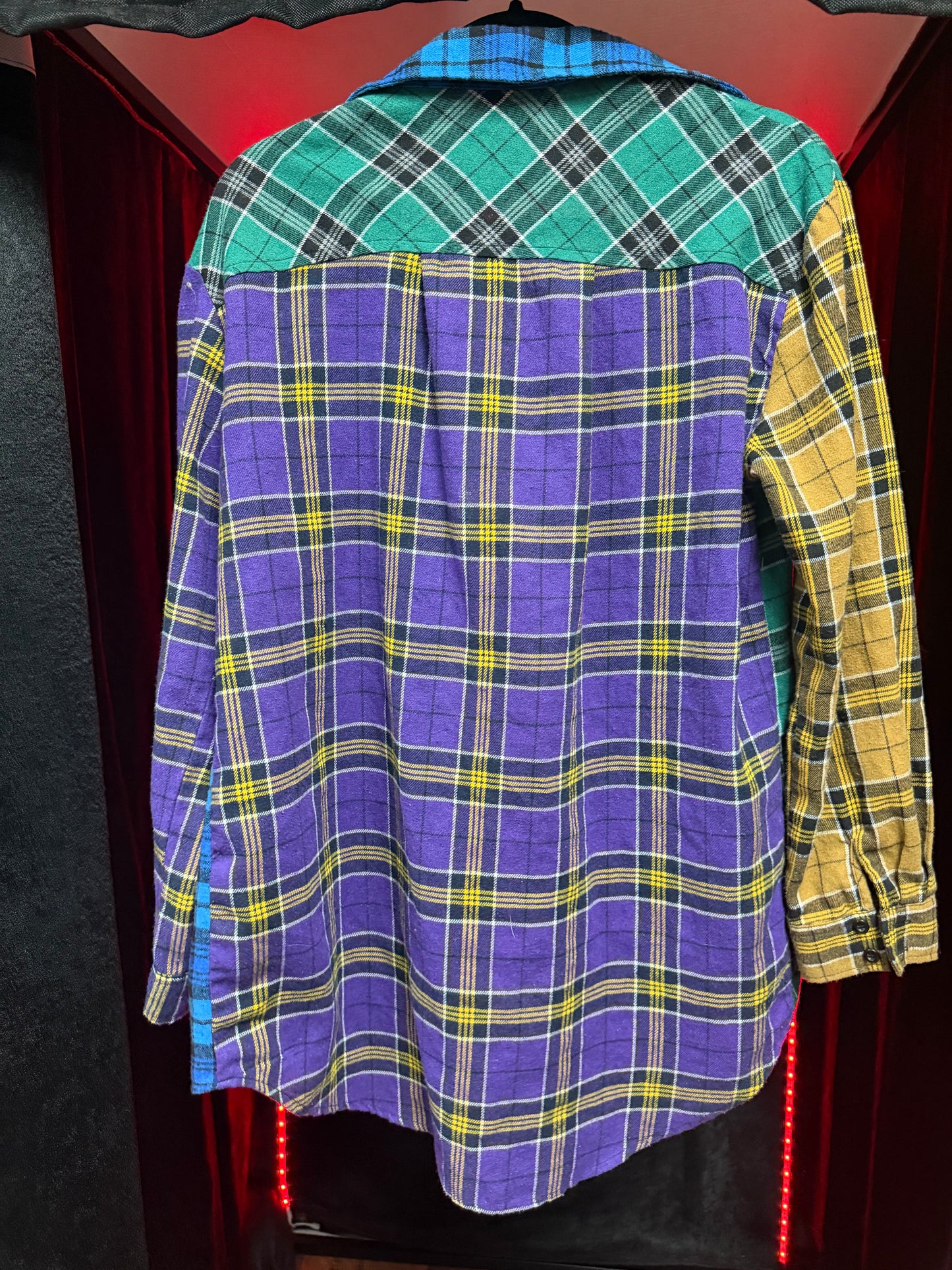 Fashion Nova Color Block Plaid Flannel- Size S (Oversized)