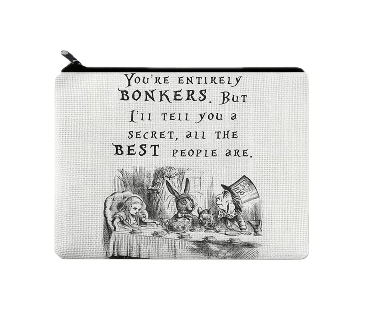 Alice in Wonderland/Mad Hatter Canvas Makeup Bag- 8.27" x 5.12"
