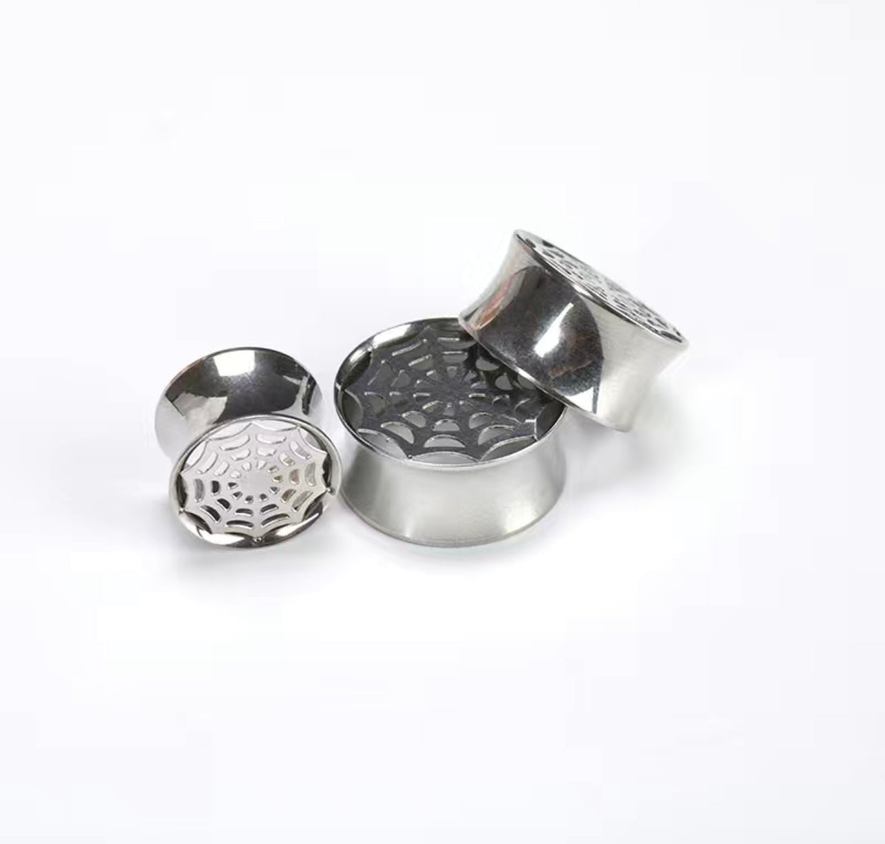 Stainless Steel Spider Web Ear Gauge Tunnels