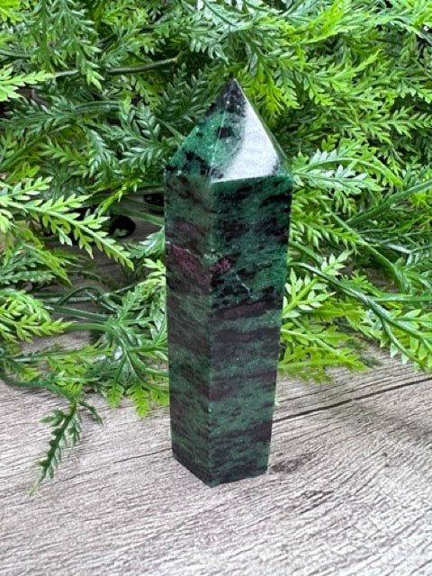 Ruby Zoisite Natural Stone Tower, 3.25 inches