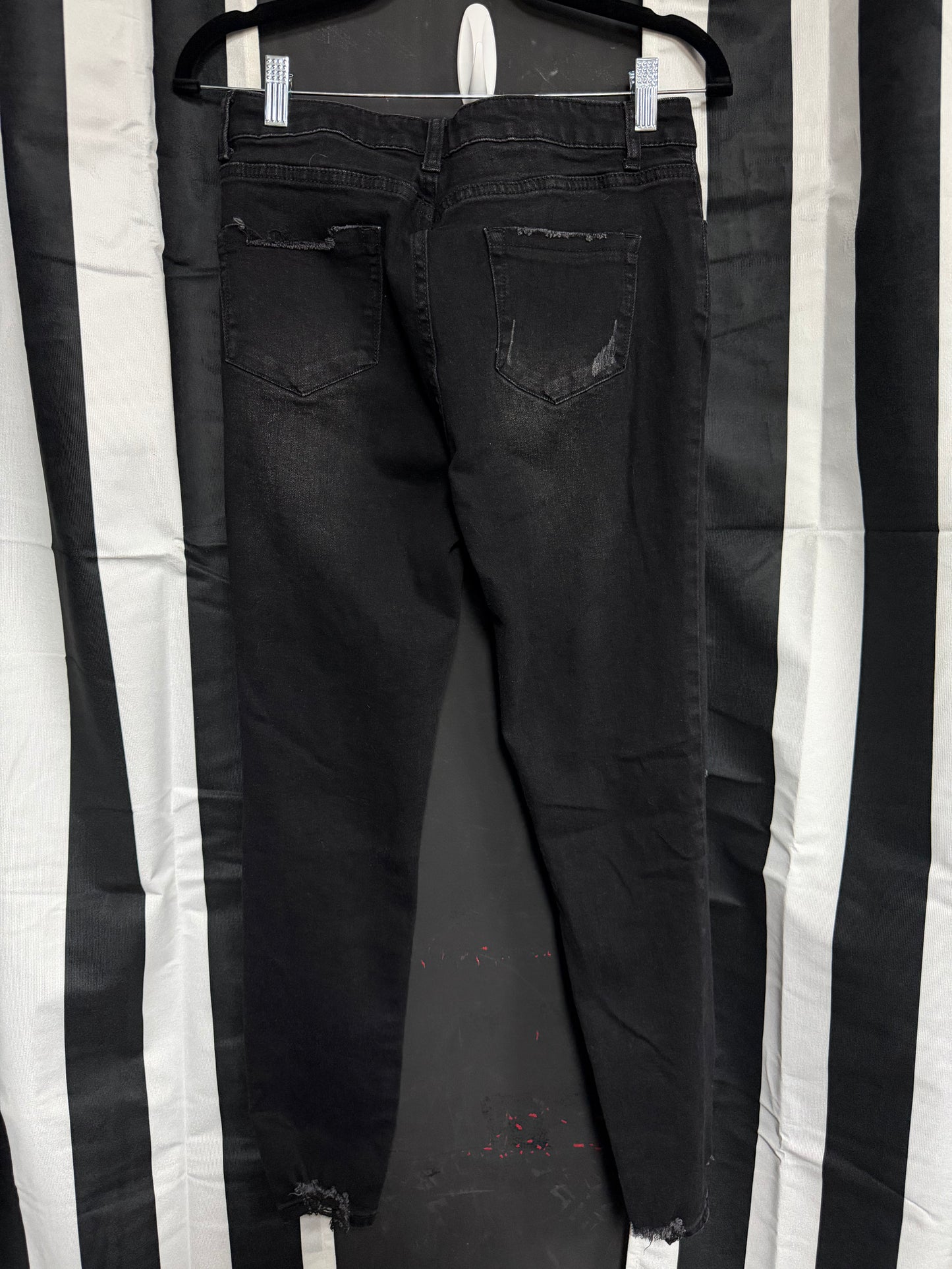 White Birch Medium Black Distressed Jeans