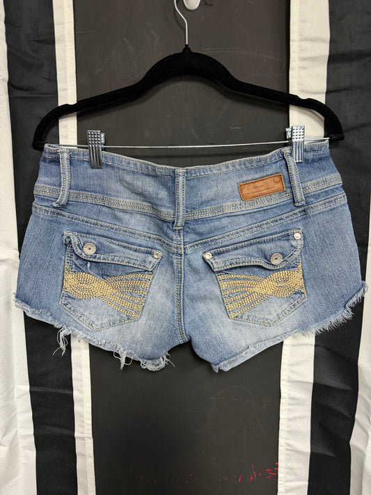 Almost Famous Distressed Zipper Shorts- Size 7