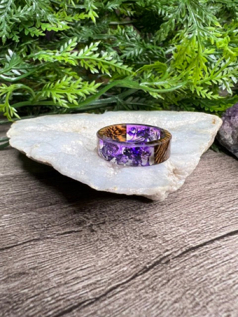 Handmade Wood Resin Rings- Purple