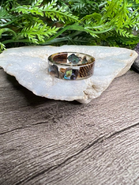 Handmade Wood Resin Rings- Mother of Pearl