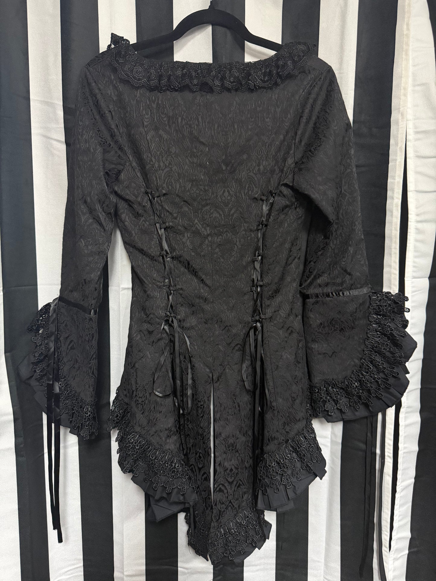 Romantic Goth- Lace Garden- Corset Top W/Tails- L