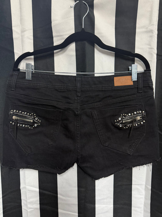 Do Denim Black Zipper Studded Shorts- Size 11/32