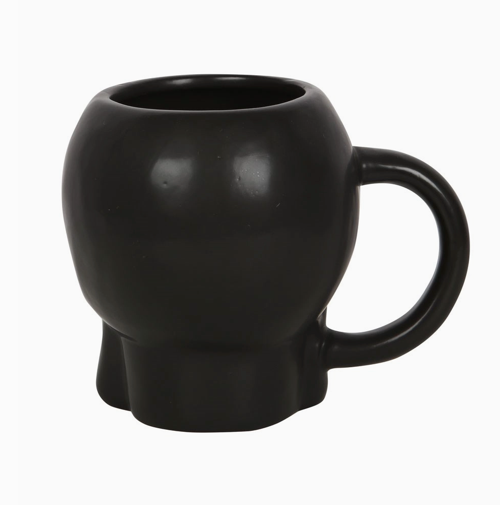 Matte Black Gothic Halloween Skull Mug