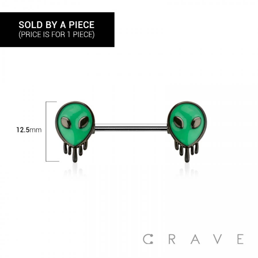 316L SURGICAL STEEL ALIEN FACE MELT NIPPLE RING