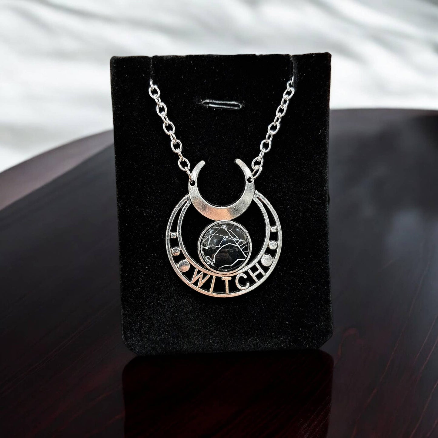 Real Spiderweb WITCH Cabochon in glass setting (Necklace)