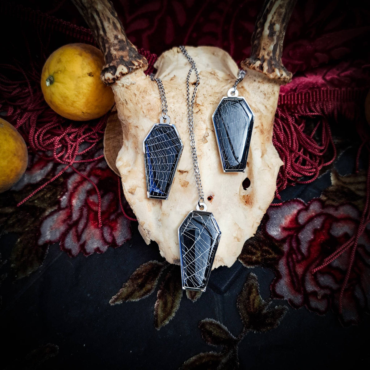 Real Spiderweb Coffins Silver (Necklace)