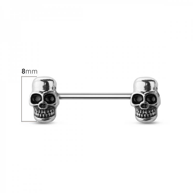 SKULL FACE 316L SURGICAL STEEL NIPPLE BAR