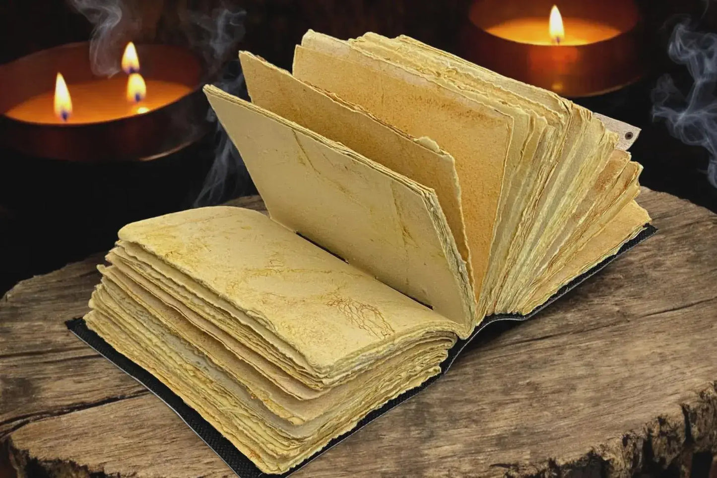 Bat Grimoire Journal Large Leather Book of Shadows with Lock