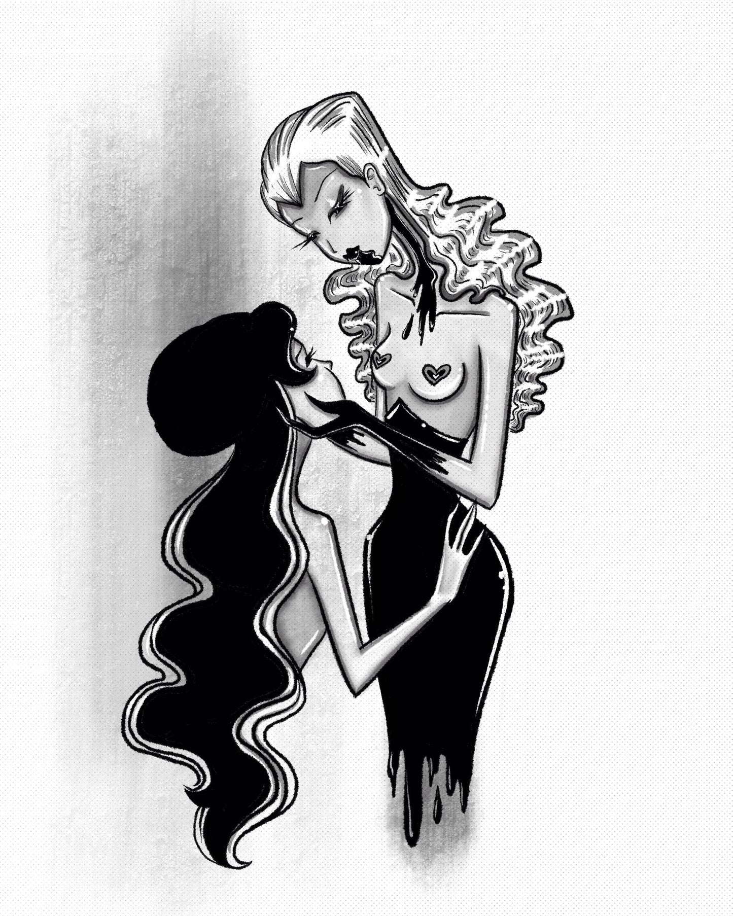 Lips are Venomous Gothic Sapphic Romance Fine Art Print- 8x10