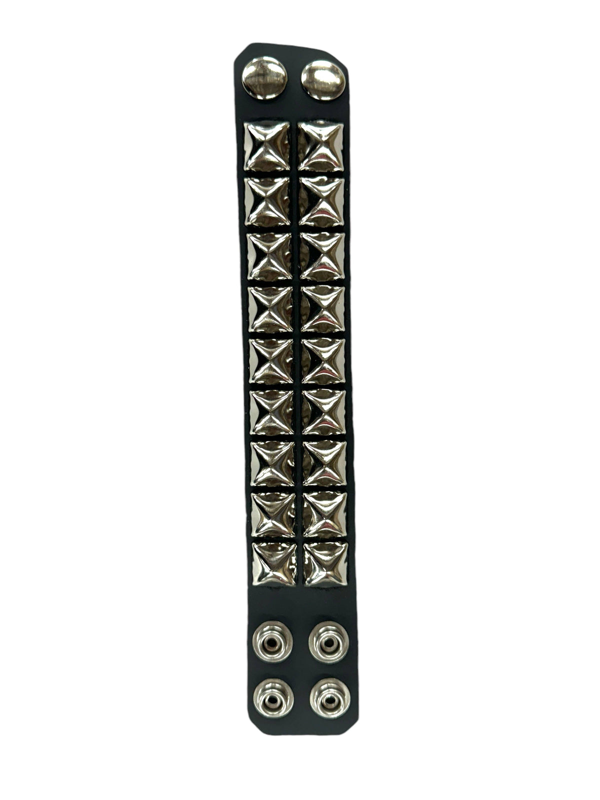 METALLIC COLOR 2 ROW 1/2" PYRAMID STUD SNAP BRACELET