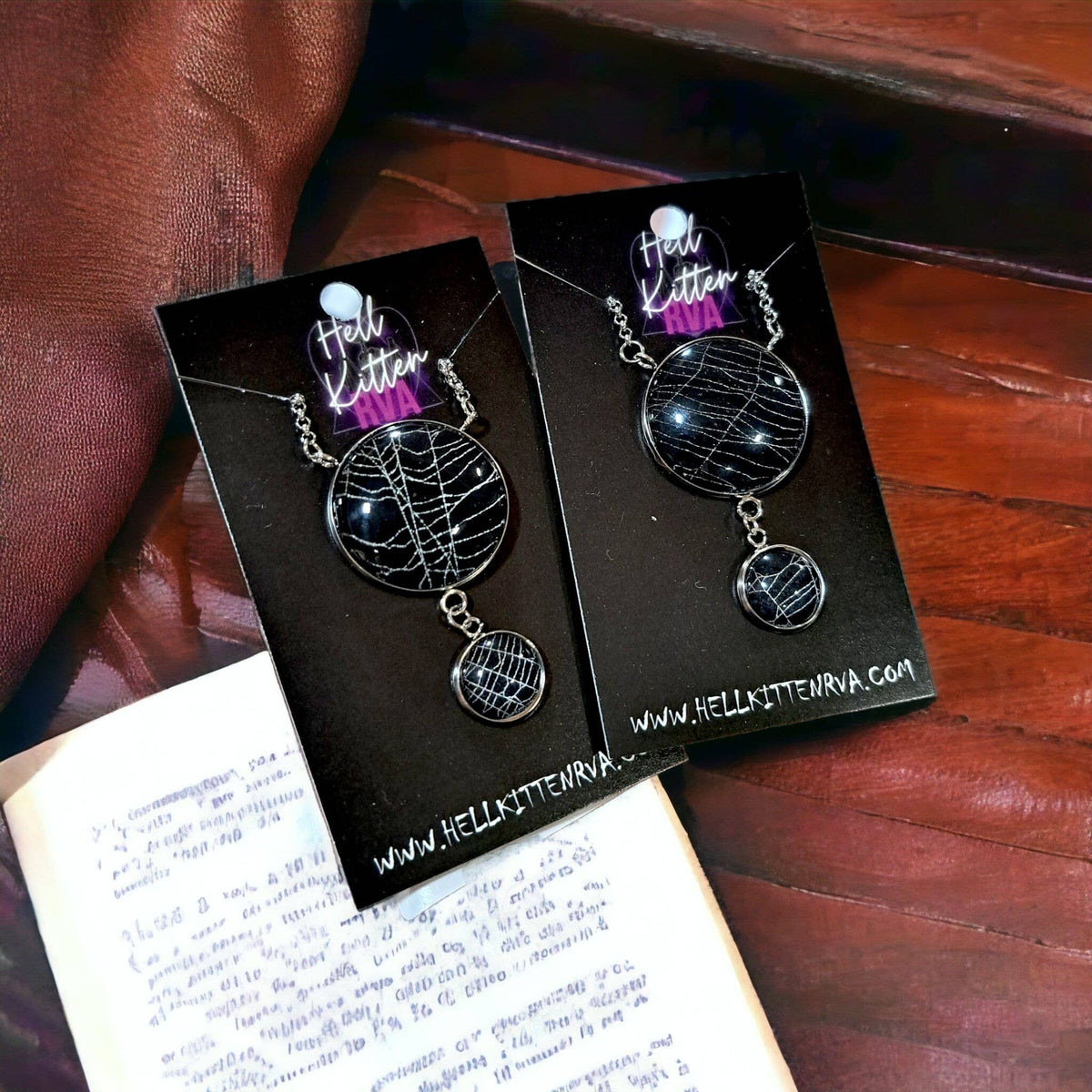 Double Moon Real Spiderweb Necklace