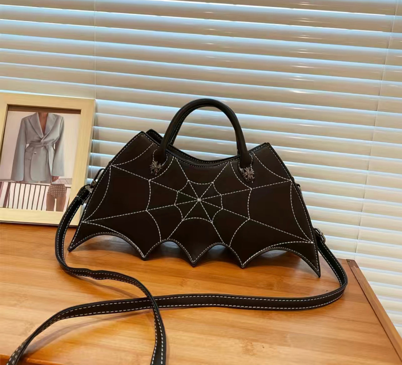 Bat Shaped Spiderweb Crossbody/Shoulder Bag