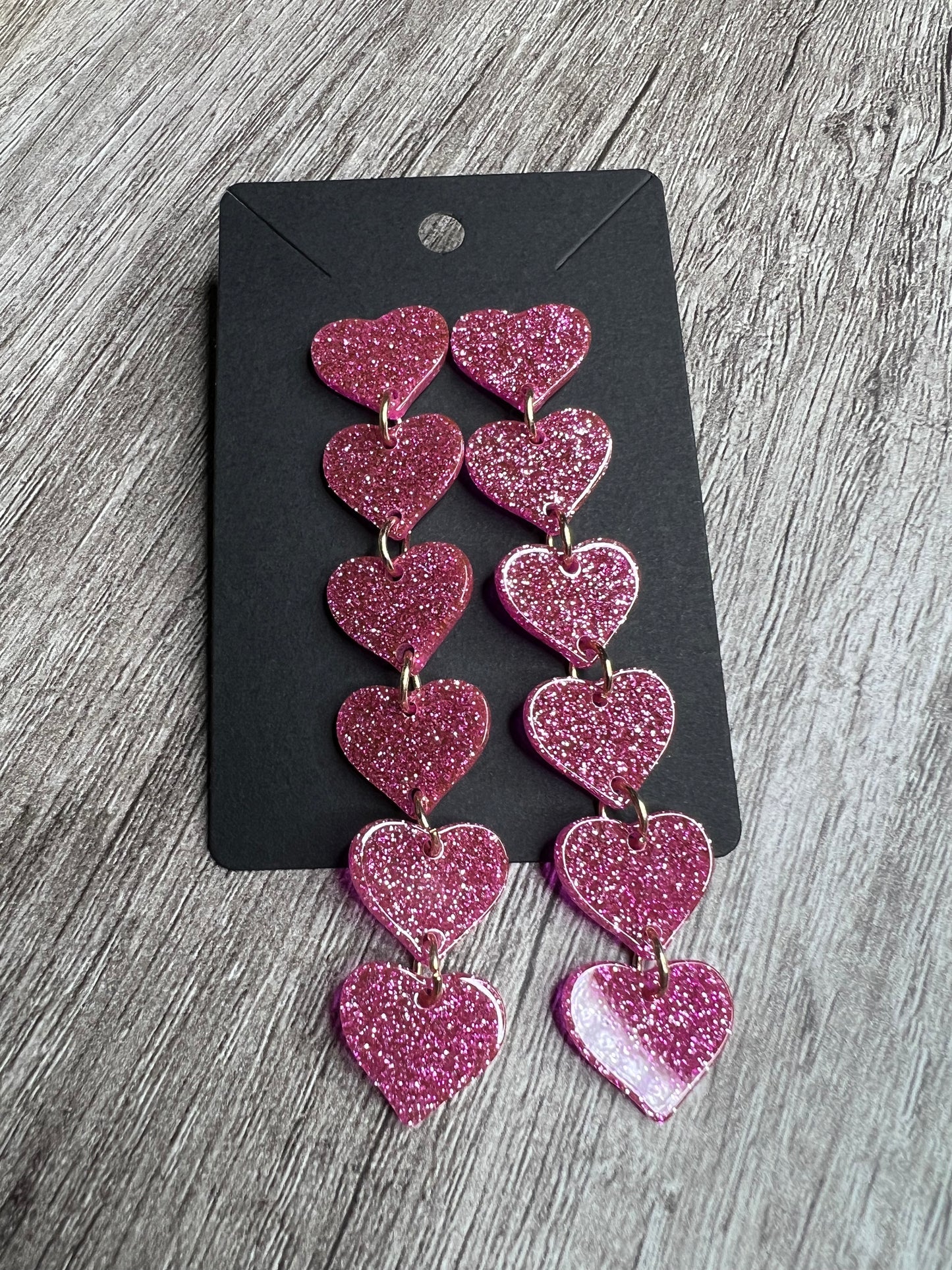 Hot Pink 6 Heart Earrings