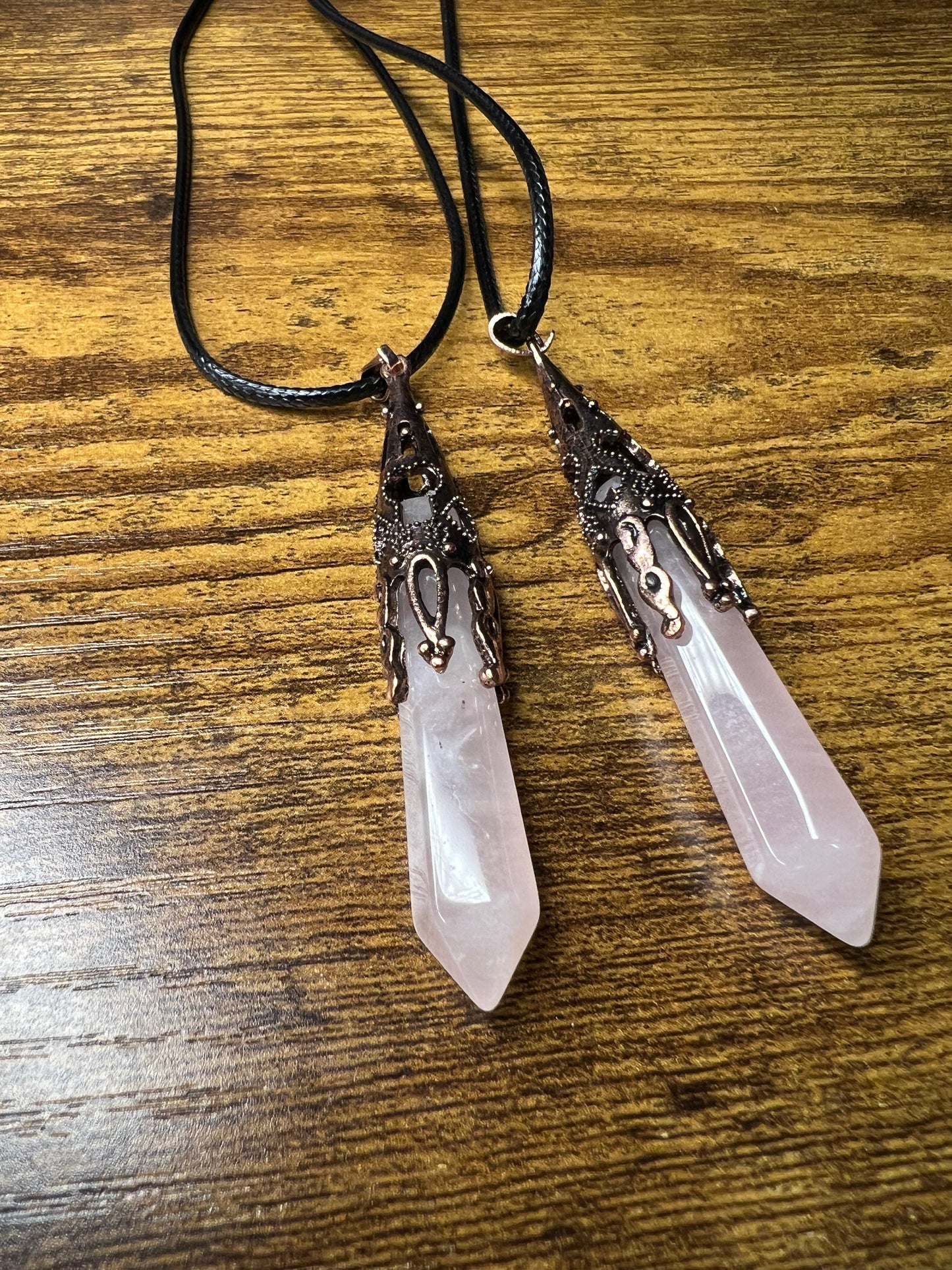 Rose Quartz Copper Pendant