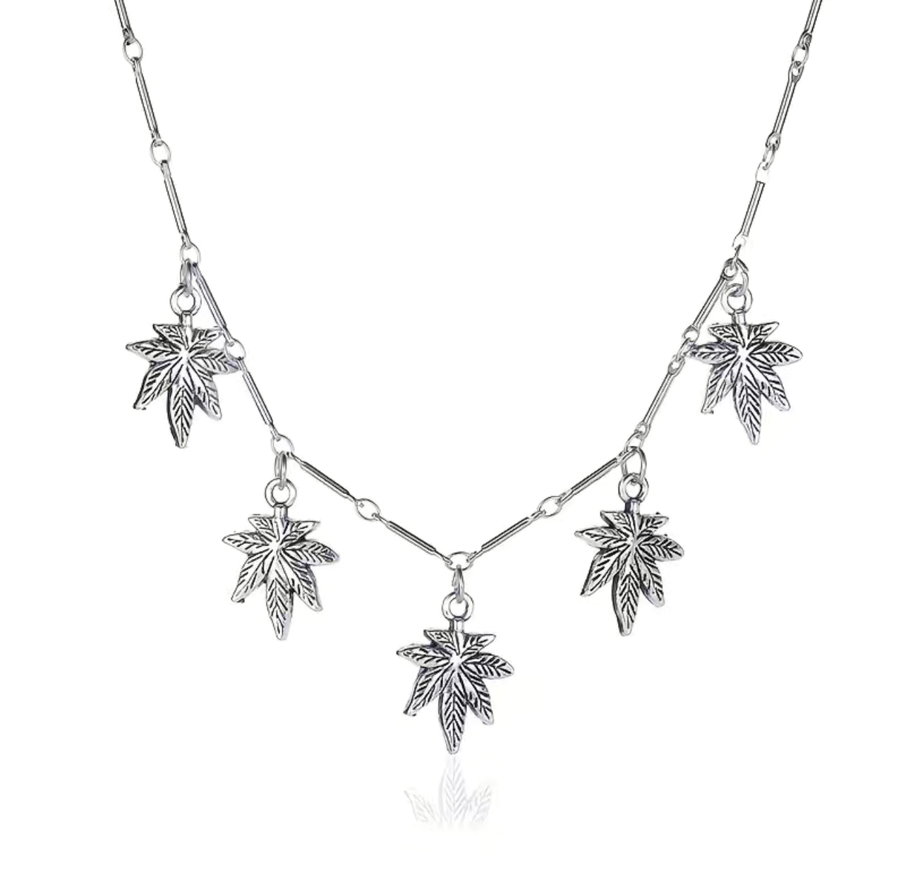 420 - 5 Leaf Necklace-Silver