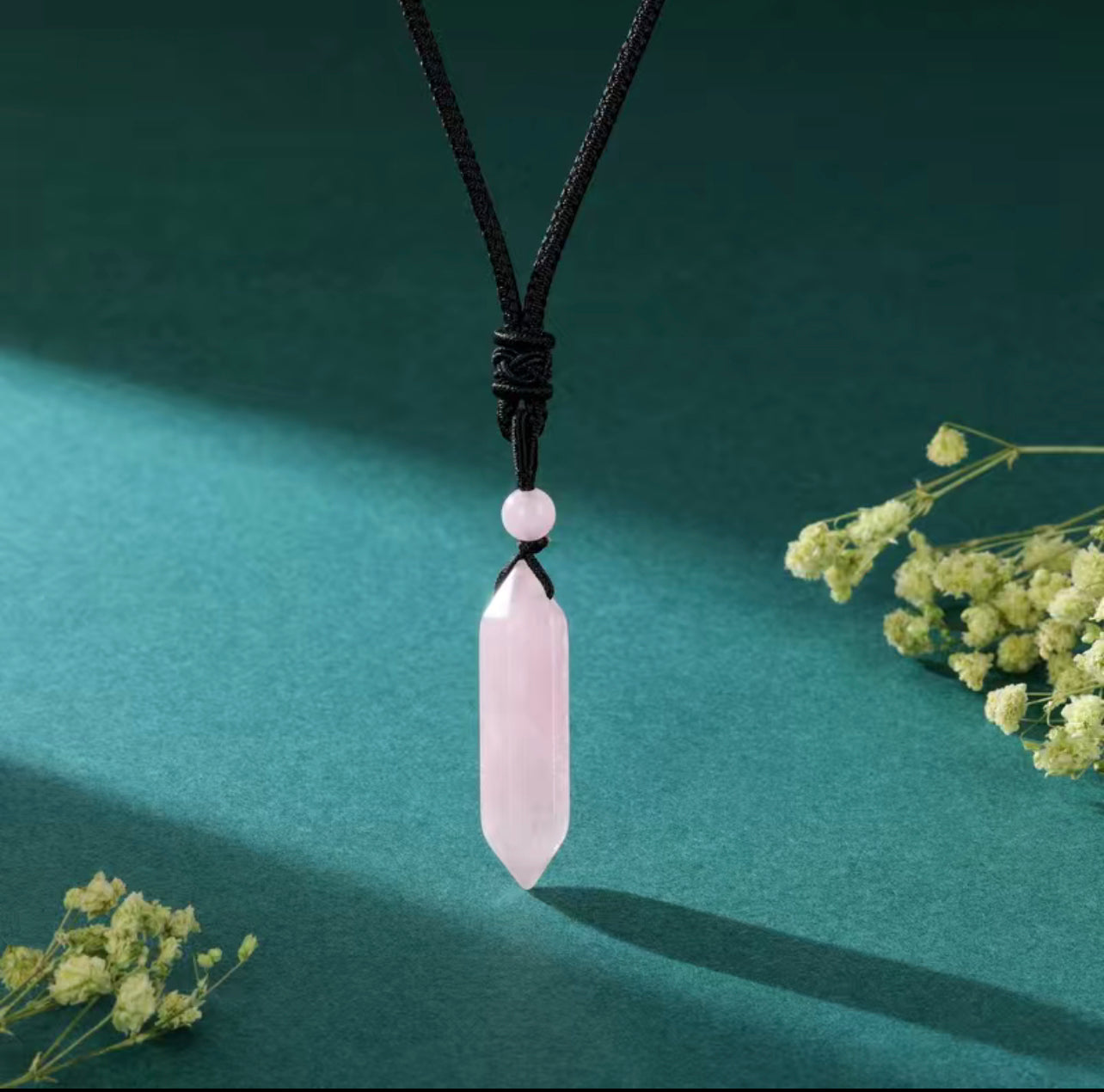 Natural Rose Quartz Reiki Adjustable Necklace