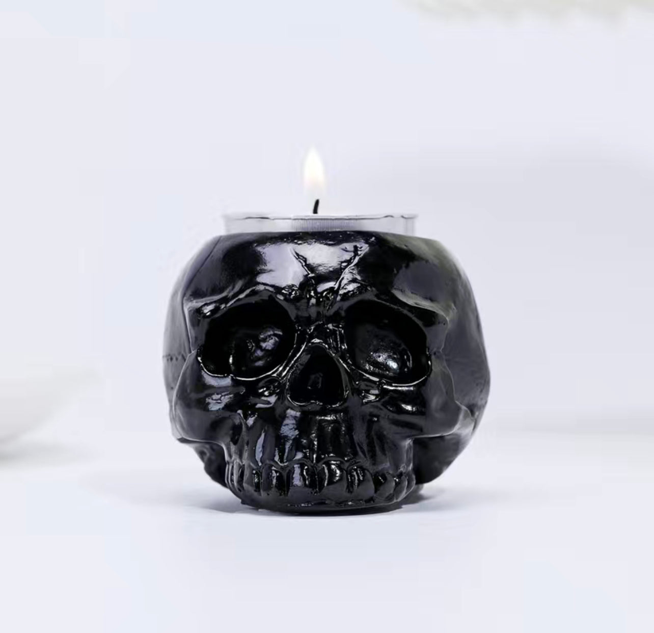 Black Skull Candle Holder