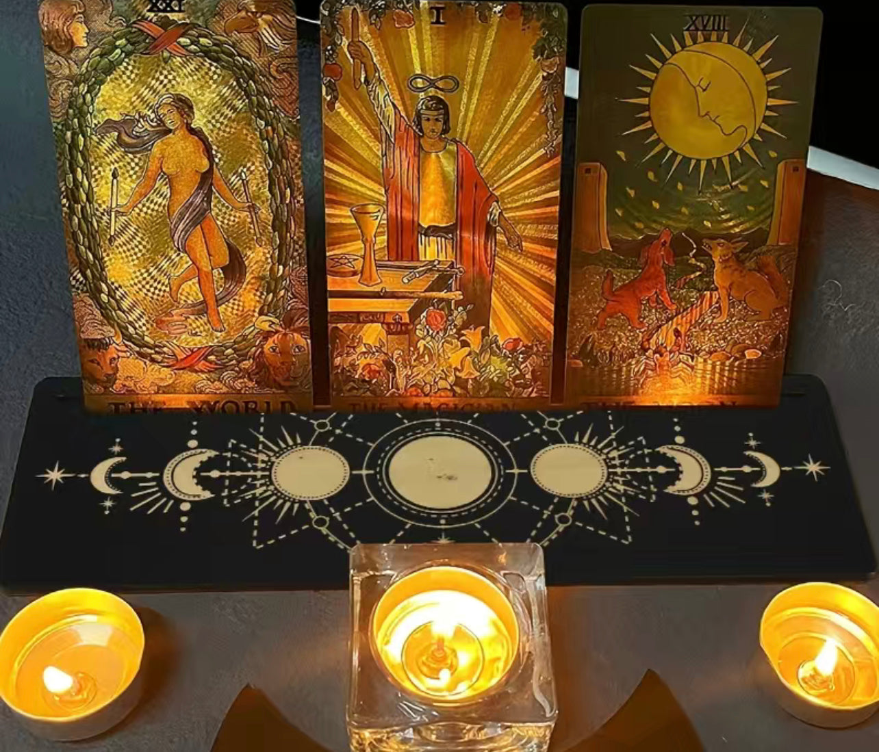 Black Wooden Moonphase Tarot Card Holder