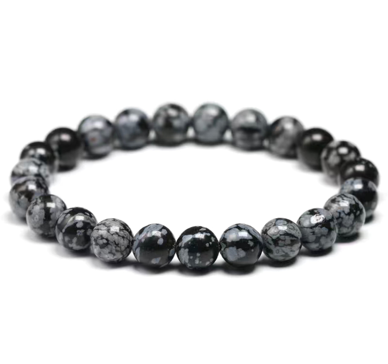 8mm Natural Stone Snowflake Stretchy Bracelet
