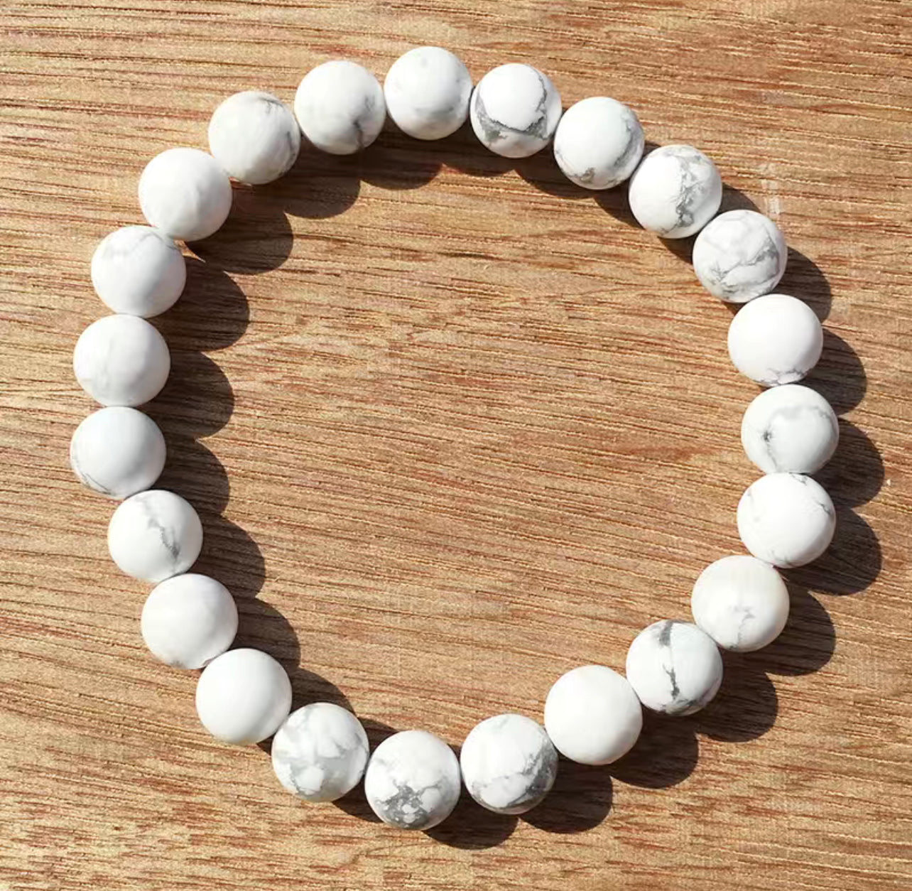 8mm Natural Stone Howlite Stretchy Bracelet