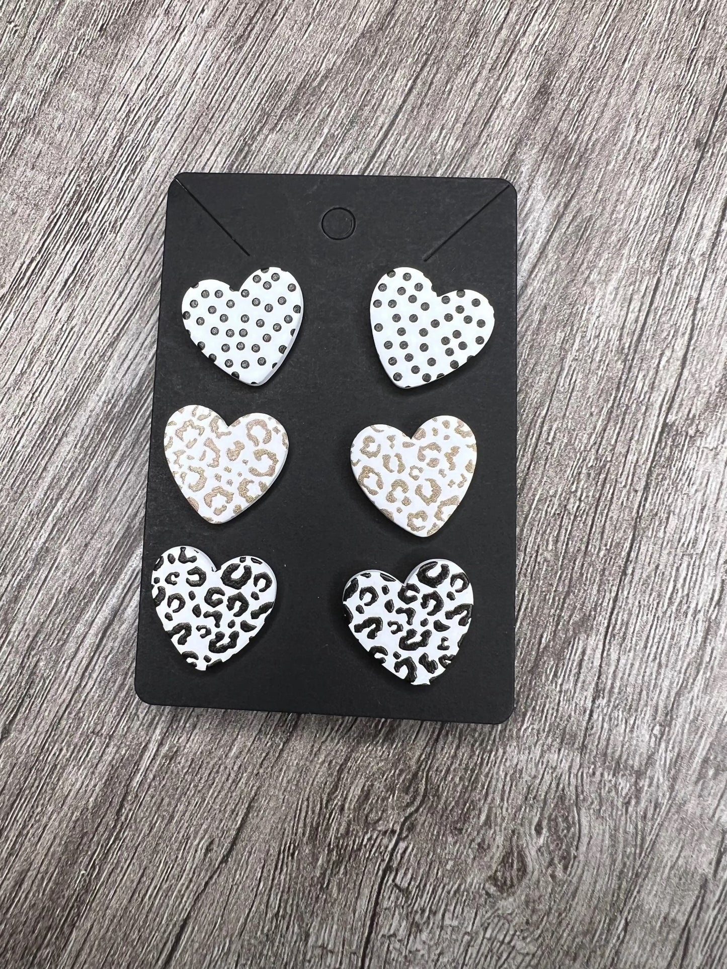 3 Pair of Heart Earrings