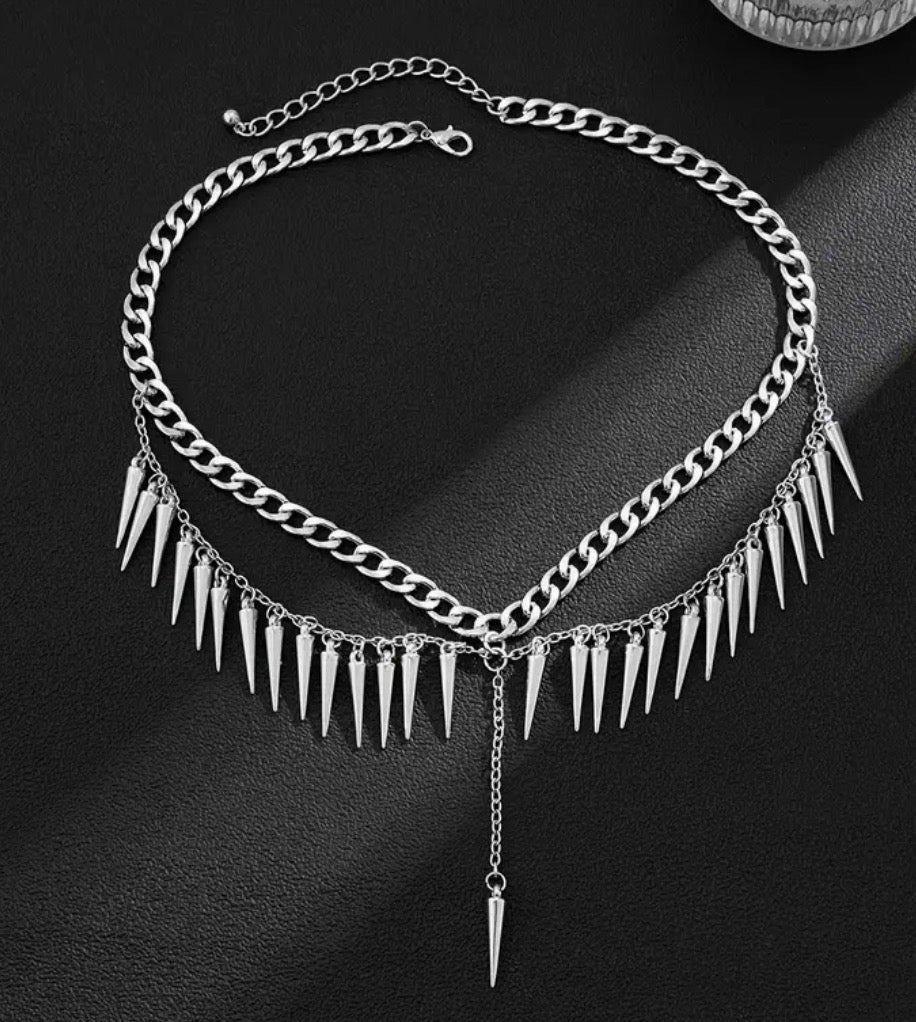 Silver Chain Punk Spike Choker