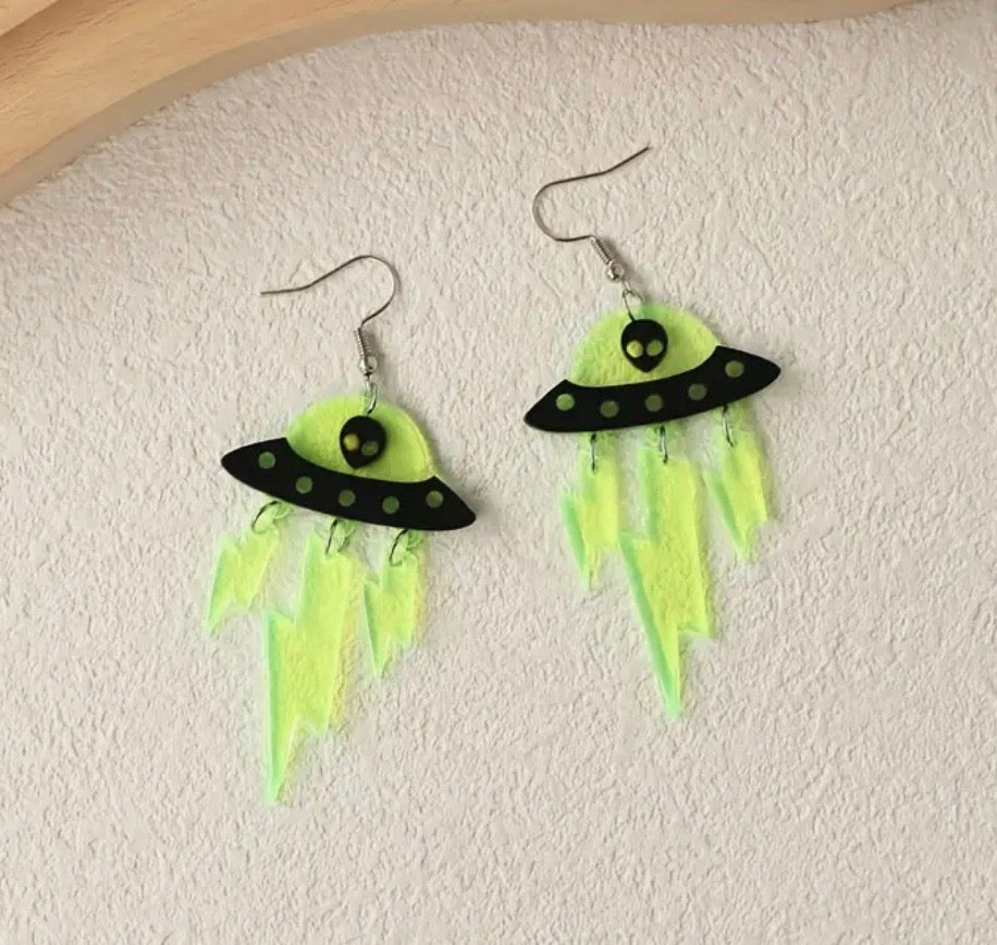 Alien UFO Lightning Earrings