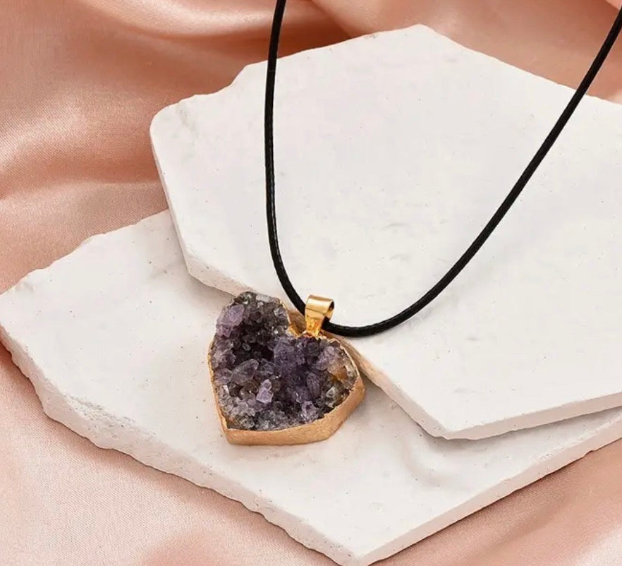 Amethyst Druzy Stone Necklaces