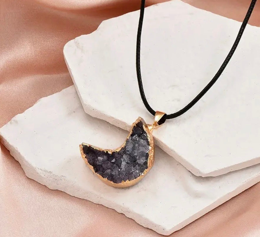 Amethyst Druzy Stone Necklaces