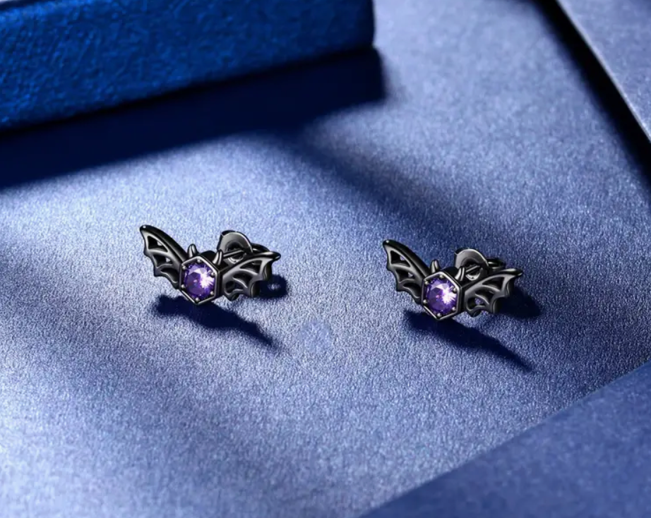 Purple Cubic Zirconia Bat Studs
