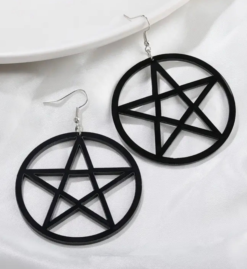 Black Pentagram Earrings