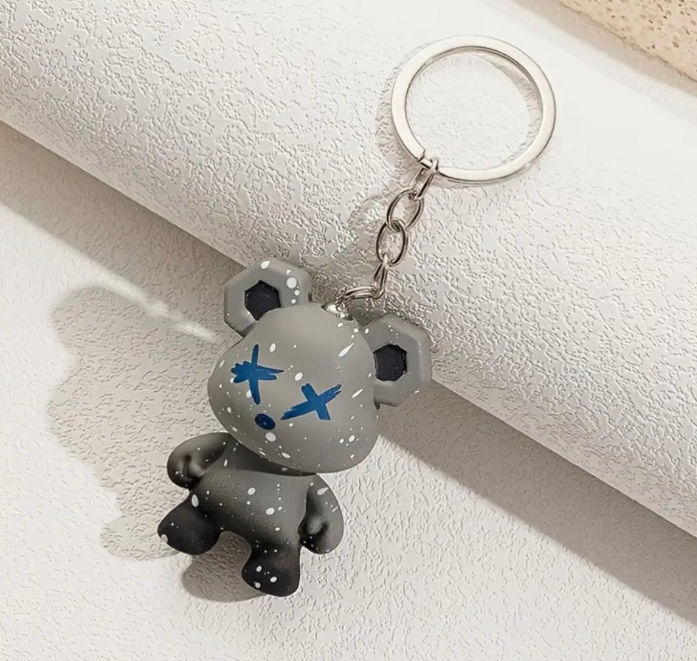 Punk Bear Keychain — Grey
