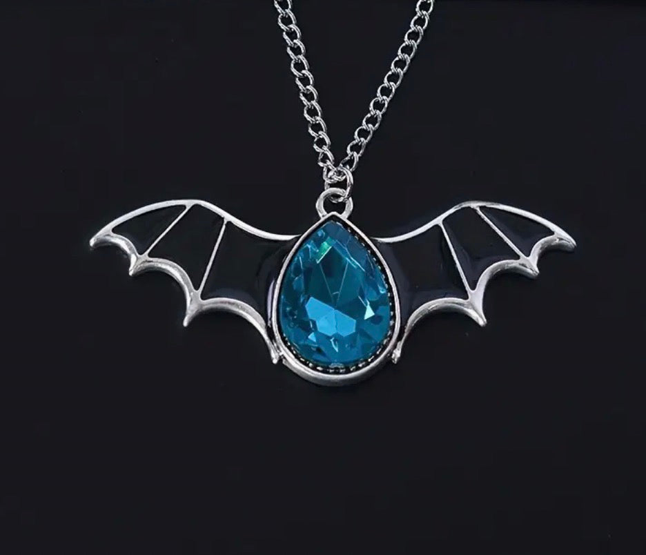 Bat Teardrop-ShapedCrystal Necklace