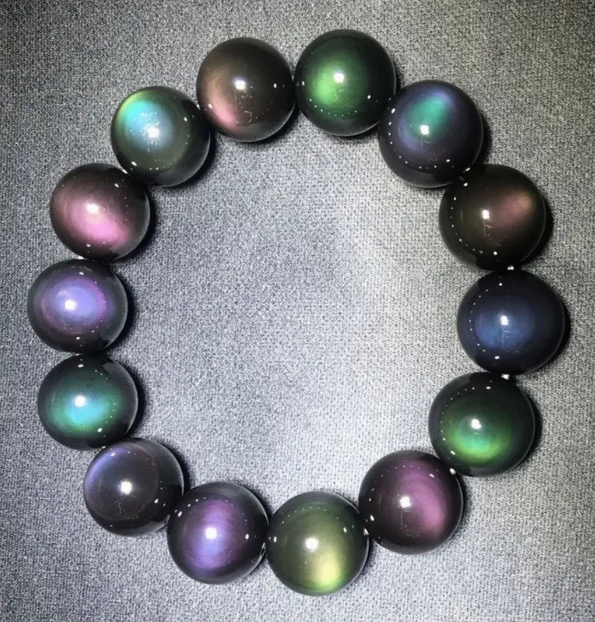 10mm Obsidian Eye Stretchy Bracelet
