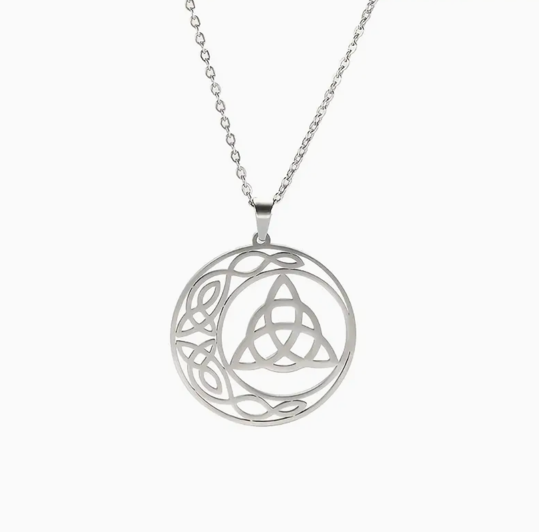Stainless Steel Celtic Knot Moon Necklace