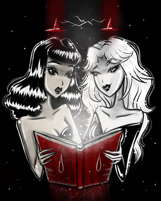 "Double Trouble" Witch Halloween Fine Art Print
