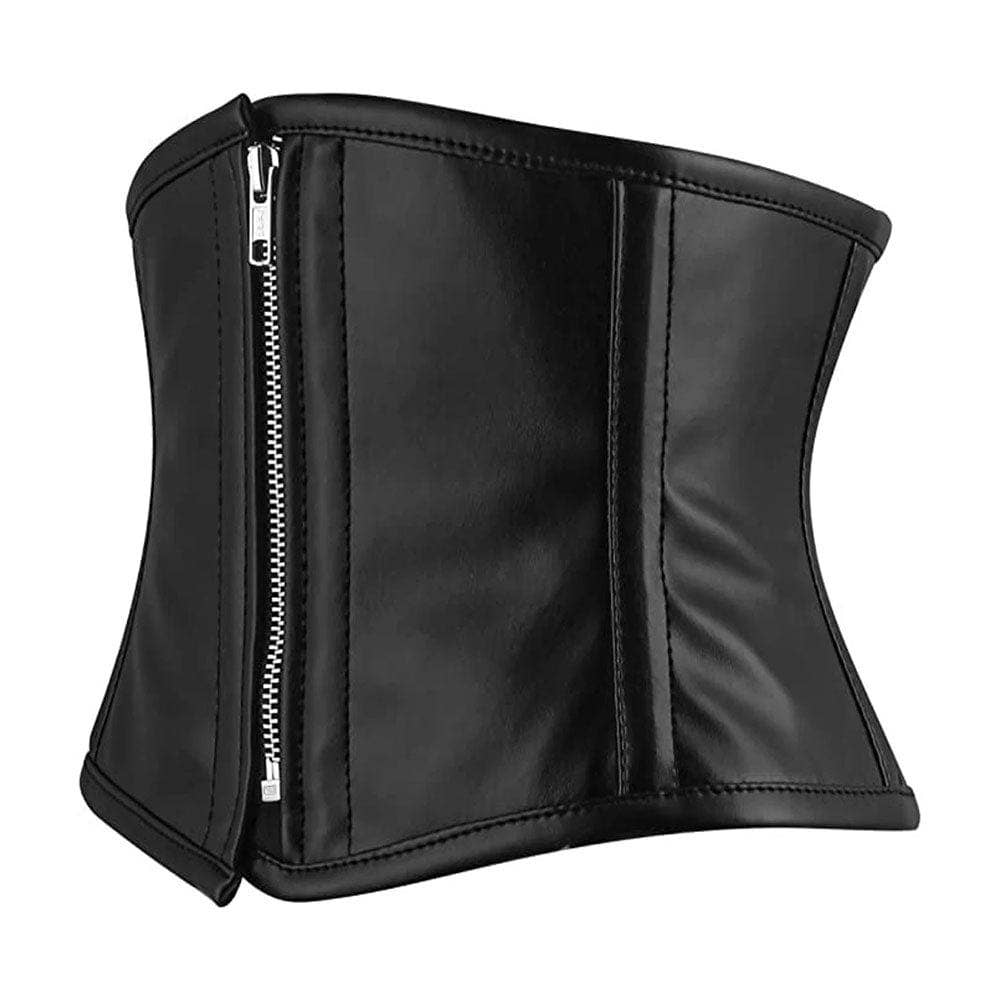 Women Faux Leather Black Short Torso Corset Style