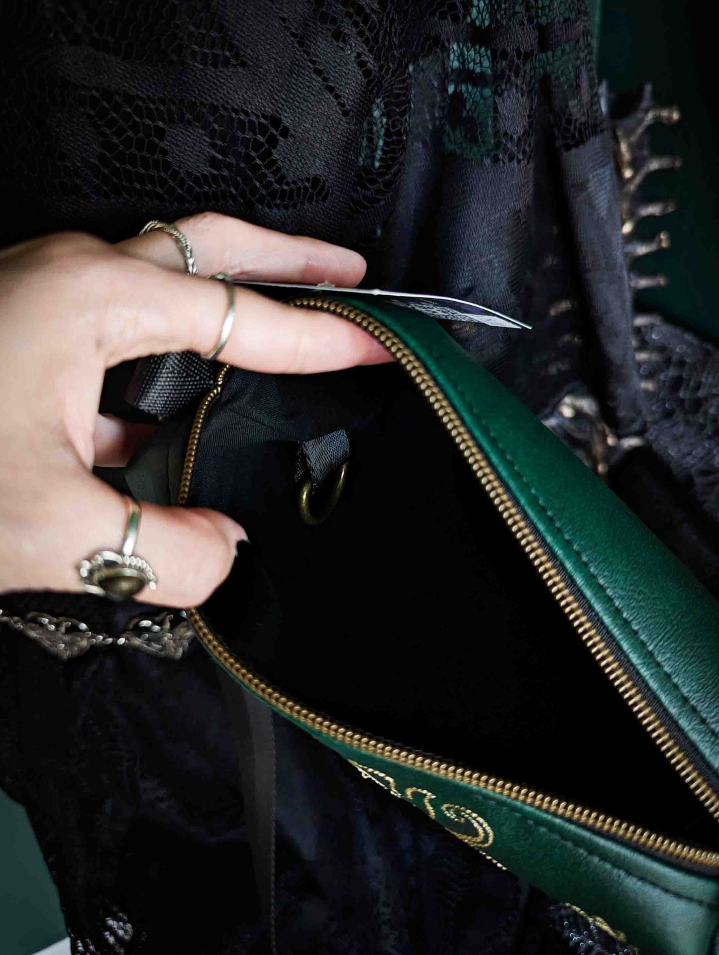 Forest Green Forest Moth Small Crossbody Bag