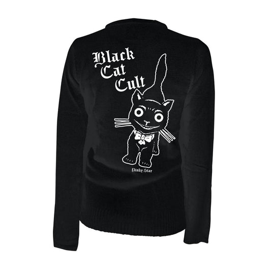 BLACK CAT CULT Cat lovers Graphic Printed Cardigan/Sweater